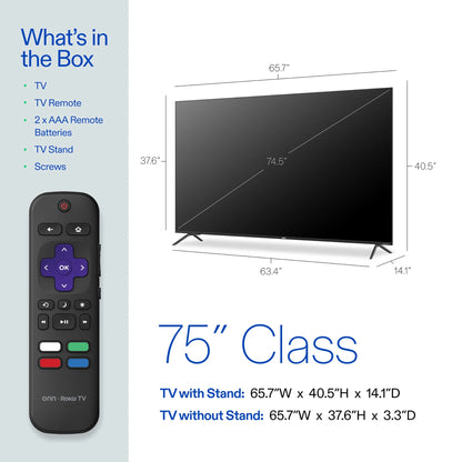 75” Class 4K UHD Roku Smart Television, 100044717